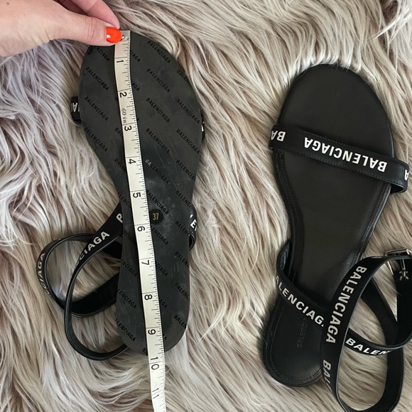 Balenciaga Black Leather Logo Strap Sandals - Picture 9 of 9